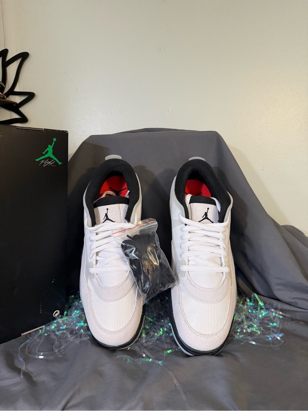 Air Jordan 4 RM Men’s 13 White/Black/Red Low-Top Sneakers